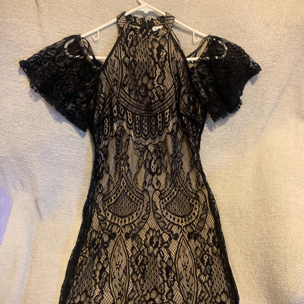 Black lace stretch cocktail dress by love, Fire